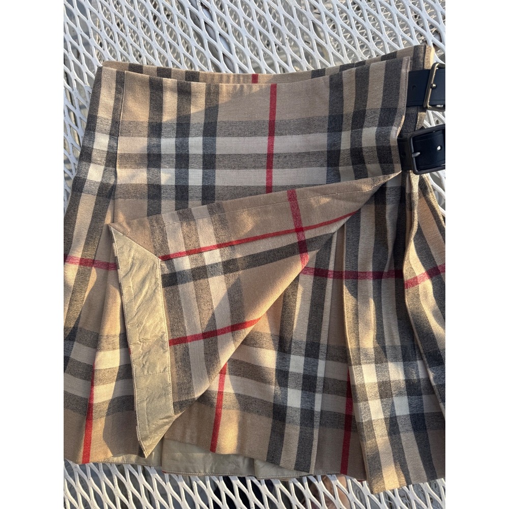 BURBERRY BRIT MINI Wool Pleated MINI SKIRT KILT NOVA CHECK BUCKLE SIZE US-8 - Picture 3 of 9